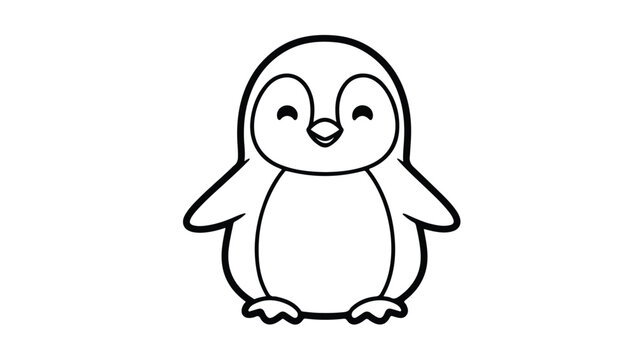 Cute Baby Penguin Coloring Page Illustration