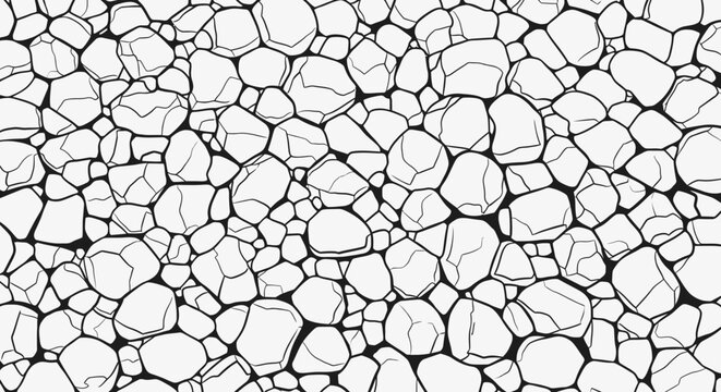 Monochrome seamless cobblestone pattern design for textures and backgrounds
