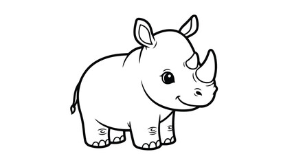 Obraz premium Cute Baby Rhino Coloring Page
