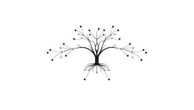 Tree roots network line icon minimal

