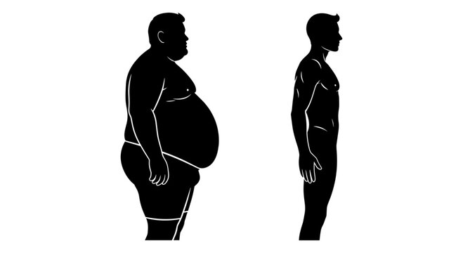 Comparison of body shapes between an obese and a lean individual silhouette