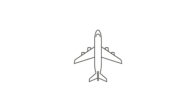 Simple minimalist elegant plane icon isolated on white background, clean aviation mockup for graphic resource