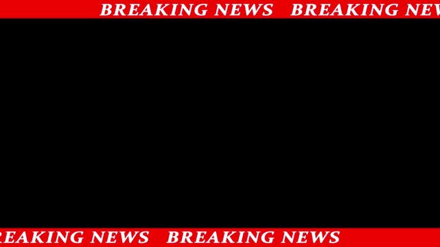 TV broadcast news show program with breaking news template moving animation on black screen. News report and breaking news breaking news template.