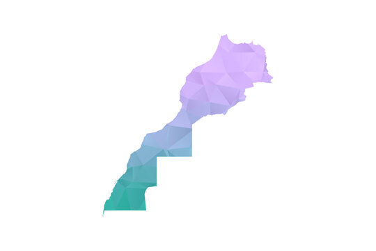 Morocco Map Polygon Style Vector Illustration in Purple and Cyan Gradient, Low Poly Geometric Design, Isolated on White Background for Infographics and Projects.
