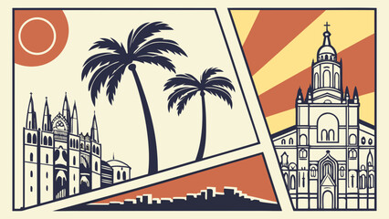 Obraz premium Retro Spain Travel Poster Vector