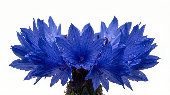 Bright blue cornflower blossom isolated on white background cutout