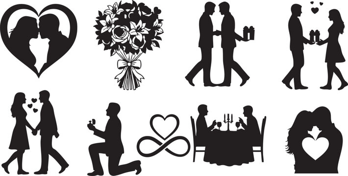 Black silhouettes collection set 29 isolated on white background vector illustration