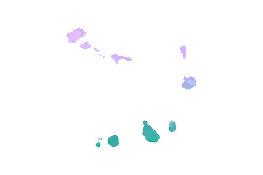 Cabo Verde Map Polygon Style Vector Illustration in Purple and Cyan Gradient, Low Poly Geometric Design, Isolated on White Background for Infographics and Projects.