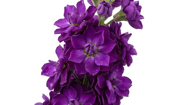 Vibrant purple stock flower blossom isolated on white background cutout