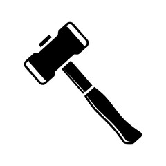 Black silhouette of a judge gavel.