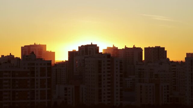 Golden sunset over a sity