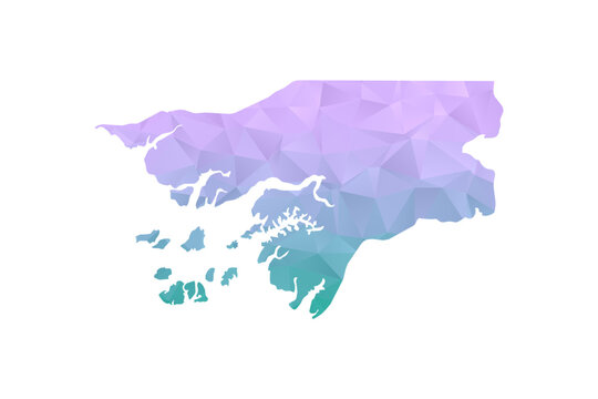 Guinea-Bissau Map Polygon Style Vector Illustration in Purple and Cyan Gradient, Low Poly Geometric Design, Isolated on White Background for Infographics and Projects.