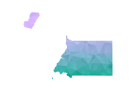 Equatorial Guinea Map Polygon Style Vector Illustration in Purple and Cyan Gradient, Low Poly Geometric Design, Isolated on White Background for Infographics and Projects.