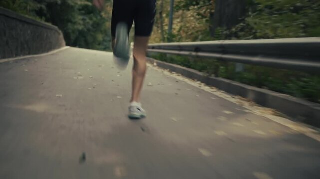 Training For Marathon On Park Pathe. Endurance Workout 
