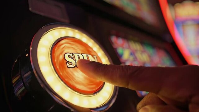 Feverish anticipation energizes gameplay, Lights blaze as wheel starts spinning rapidly, An electrifying atmosphere fills room as lights flicker and reels commence spinning eagerly