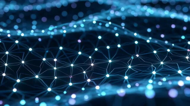Glowing neural network connections in dark futuristic digital space. For AI/SaaS hero sections, tech startup websites, machine learning presentations, cybersecurity visuals