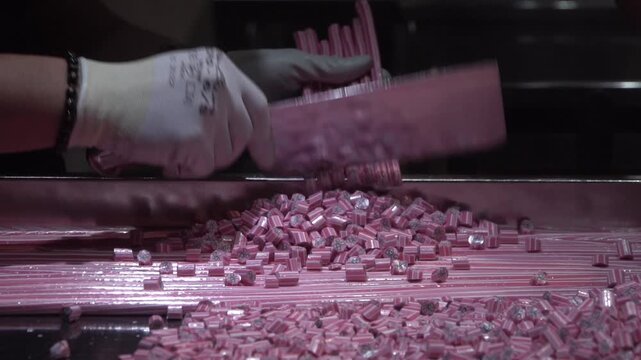 Making custom made candy in slow motion