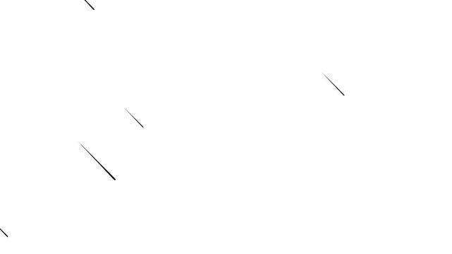 falling meteorites rain video with white background. streaks of light fall like rain against black. 4K animated shooting star for cinematic motion graphics, overlays, Meteor rain falling animation 