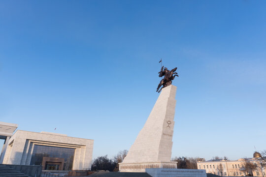 BISHKEK, KYRGYZSTAN - Monument to Manas the Magnanimous located at Ala-Too Square.