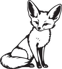 Obraz premium Fennec fox. Hand drawn vector illustration