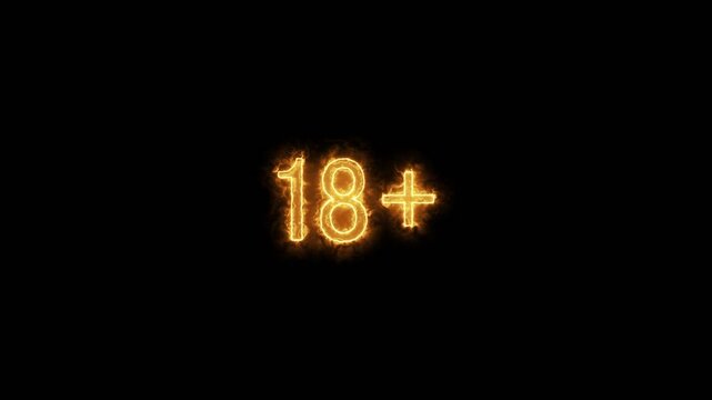 18+ Not Allowed Sign Video footage of Oren glowing 18 plus neon icon. Looped Neon Lines abstract on black background. Futuristic laser background. Seamless loop. 4k video
