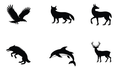 Obraz premium Collection of Animal Silhouettes on White Background