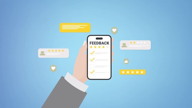 Customer feedback concept with rating and comment icons