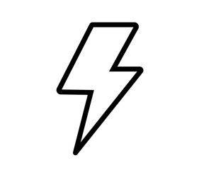 Black Lightning Bolt Outline Icon, Electric Power Symbol Vector PNG