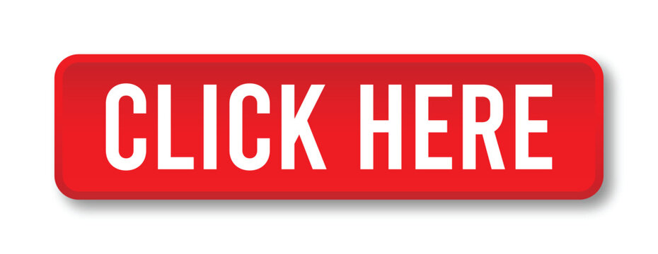 Red 3D click button square rectangle realistic web interface element isolated on white background 