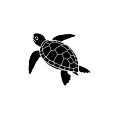 flat black silhouette icon of turtle with flippers extended © Muzaki