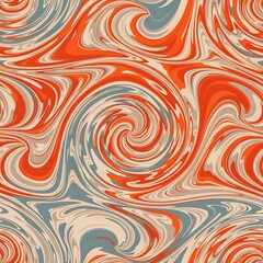 Seamless Swirling Pattern of Orange Gray and Beige Marbling