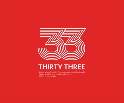 Number 33 multi line style logo design. Modern number thirty three logo icon sign symbol banner card print