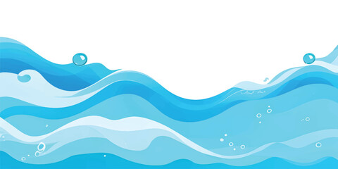 Abstract blue water wave splash background vector illustration. Vibrant cartoon ocean wave vector with splash and foam on white background, water wave, kids themes, and digital art. © MD AL AMIN