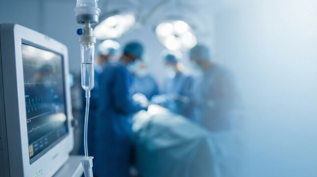 Surgeons performing operation in modern hospital