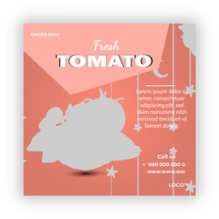 Fresh tomato fruits and vegetables year poster banner template

