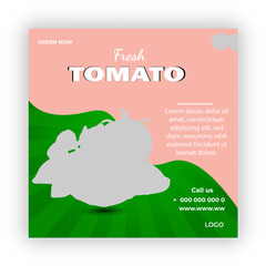 Fresh tomato fruits and vegetables year poster banner template
