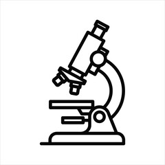 Fototapeta premium Black outline icon of a compound microscope on white background science laboratory