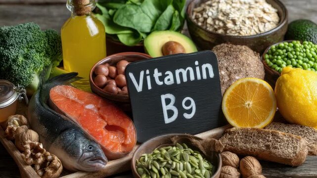 Vitamin B9 (Folic Acid) Rich Foods: Spinach, Legumes, Avocado, Citrus Fruits, Apple, and Nuts