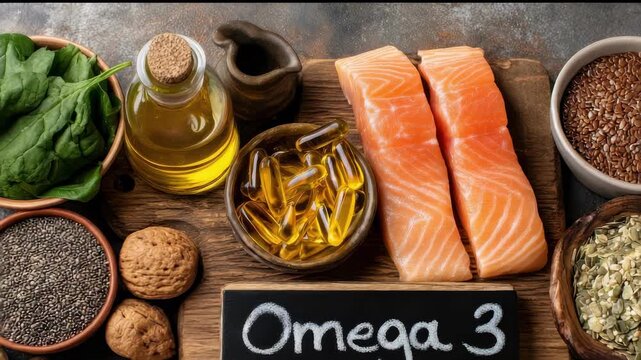 Omega-3 Rich Foods: Salmon, Fish, Oil, Walnuts, Flax Seeds, and Fish Oil Capsules