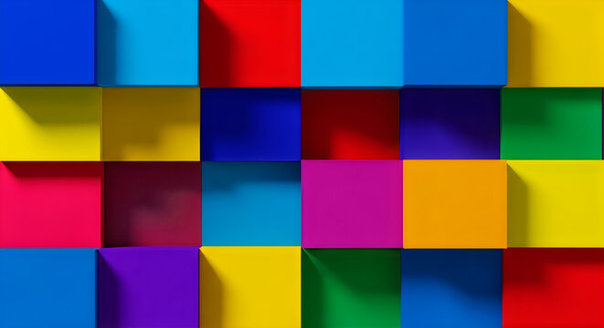 A colorful 3d geometric pattern with squares and rectangles