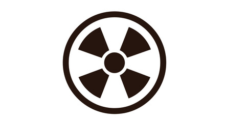 Obraz premium Simple dark brown radiation hazard warning symbol icon design featuring a central circle and five propeller blades