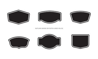 Collection of Modern Badge Logo or Patch Templates with Black Outline Geometric Shapes, Perfect for clothing, sport, apparel, merch or etc © Missingfont