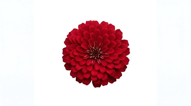 Deep red zinnia dahlia style flower isolated on white background cutout