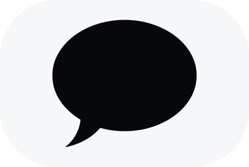 A black speech bubble icon on a white background