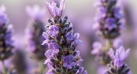 Obraz premium Close-up of vibrant lavender flowers in full bloom, capturing natural beauty.