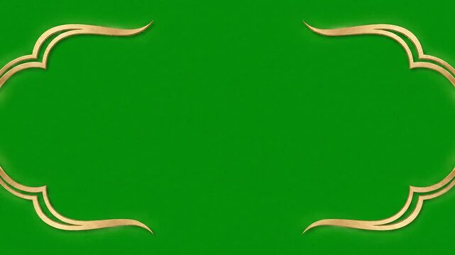 Elegant gold ornate frame on green background.
