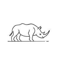 Obraz premium A simple, minimalist line drawing illustration of a rhinoceros profile, a powerful and iconic animal