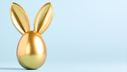 Obraz premium Golden egg with bunny ears on blue