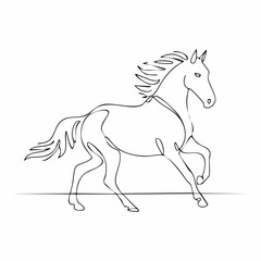 Obraz premium Single line drawing of a majestic horse in motion, elegant and powerful