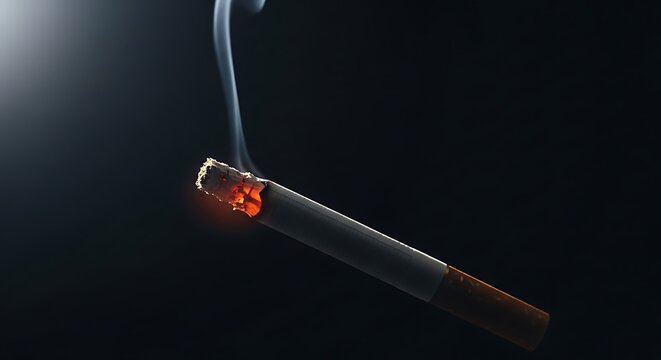 Close-up of lit cigarette smoking.